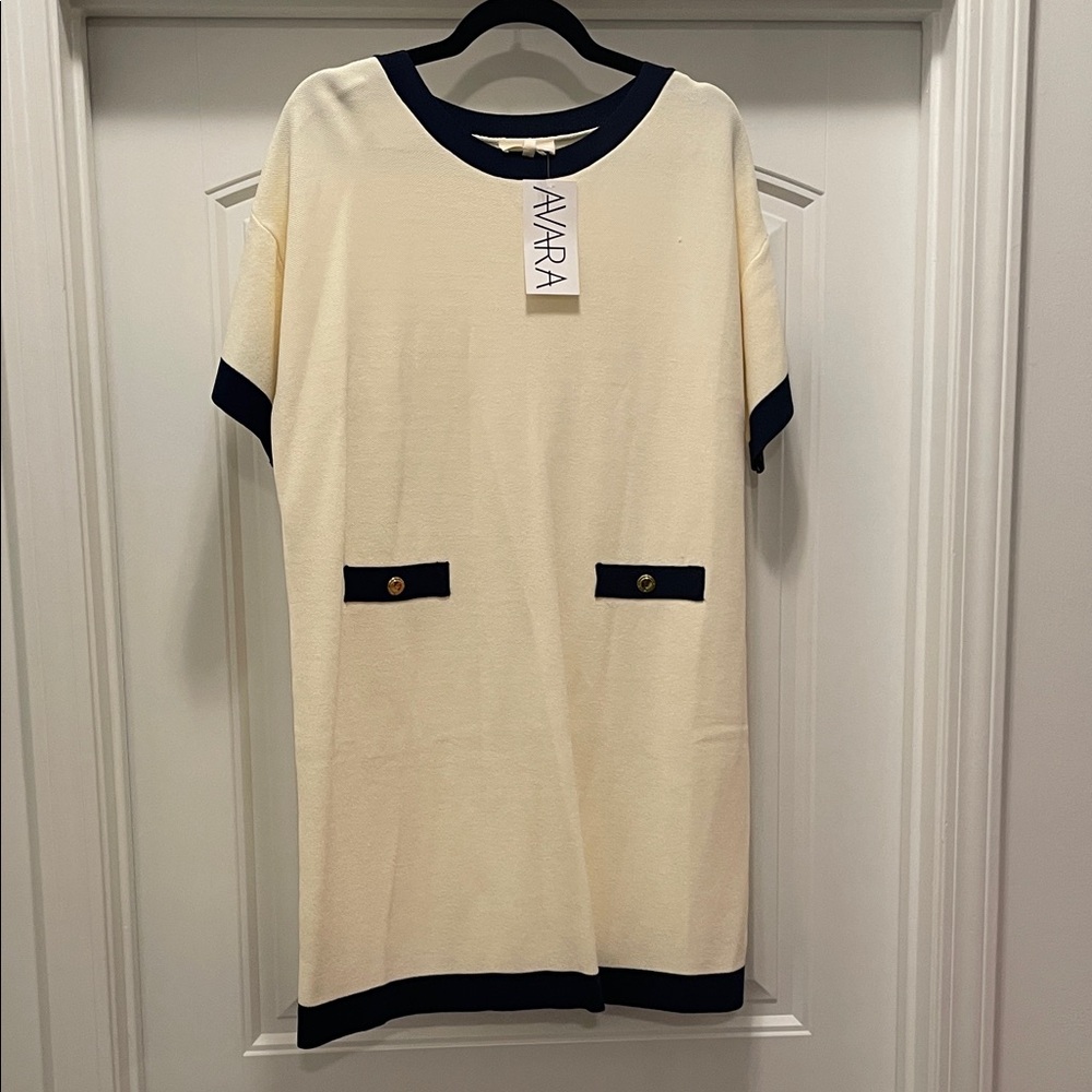 NWT AVARA Cream and Black Mini Dress